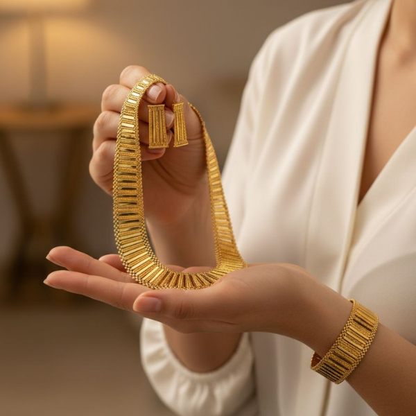 Cleopatra Rolex Takı Seti - Özel Tasarım 22 Ayar Altın Kaplama Gümüş